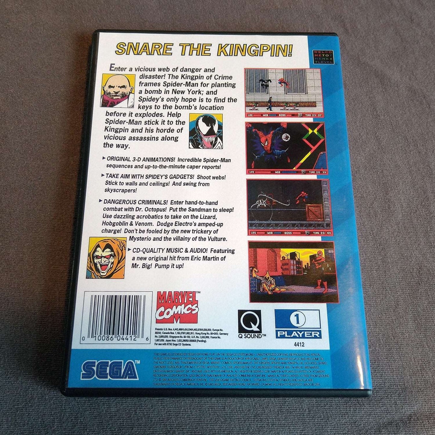 Amazing Spider-Man vs. The Kingpin Sega CD Reproduction