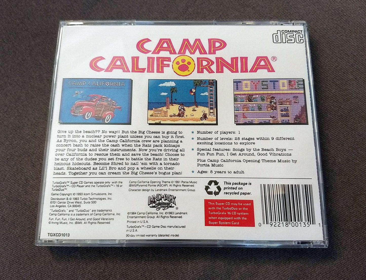 Camp California TurboGrafx-CD Reproduction