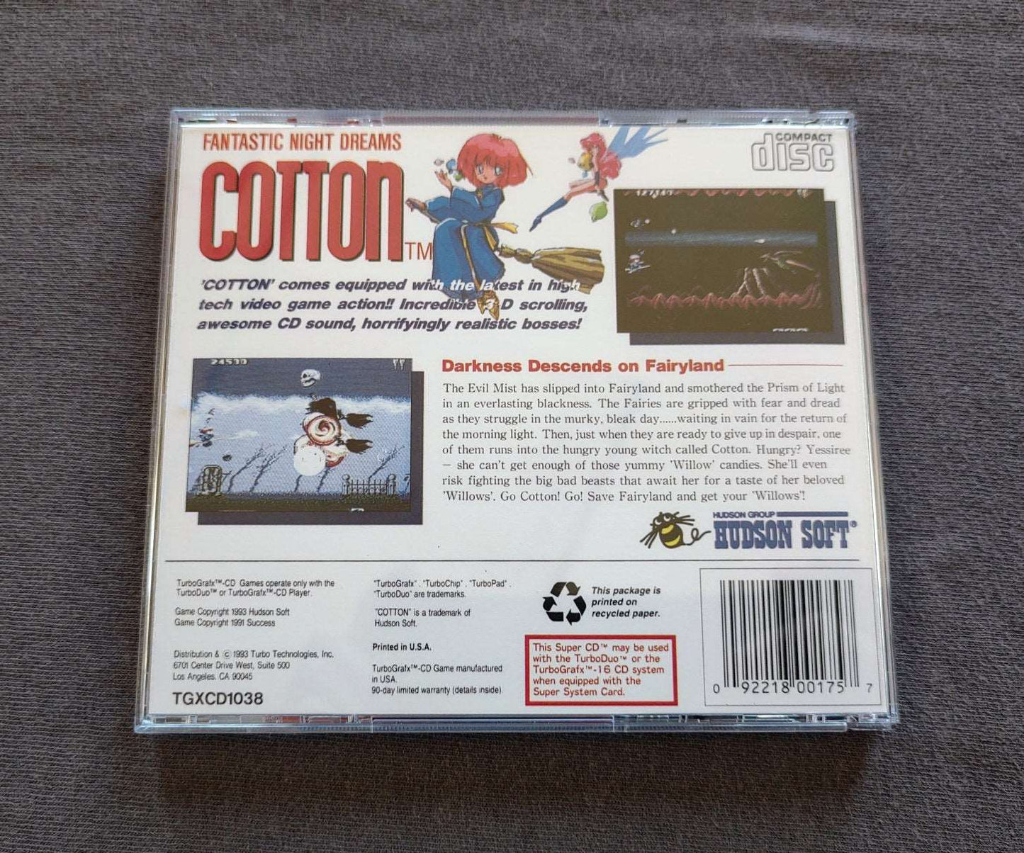 Cotton: Fantastic Night Dreams TurboGrafx-CD Reproduction (US)