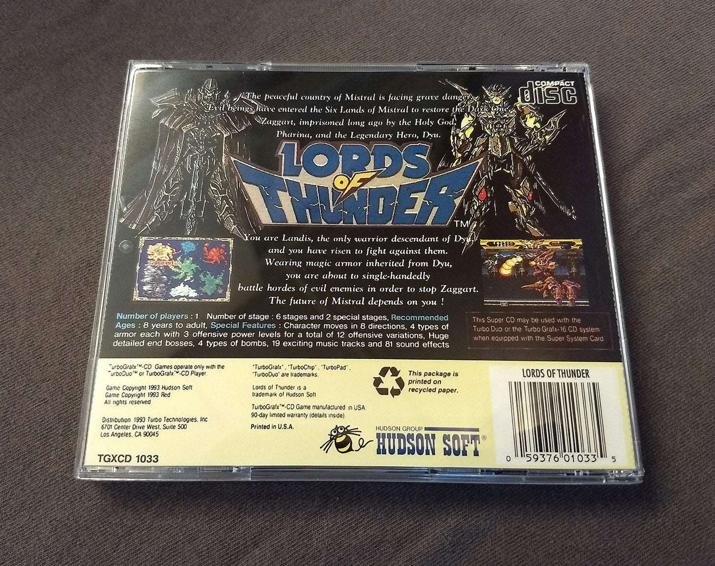 Lords of Thunder TurboGrafx-CD Reproduction (US)