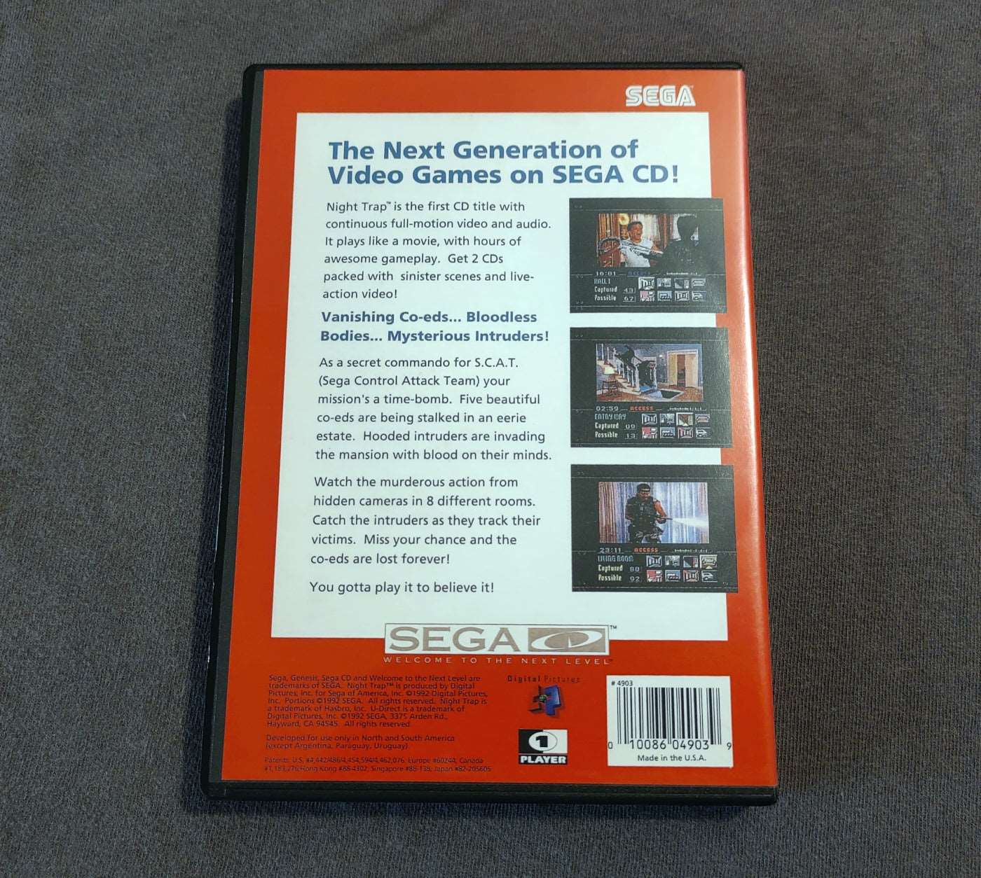 Night Trap Sega CD Reproduction