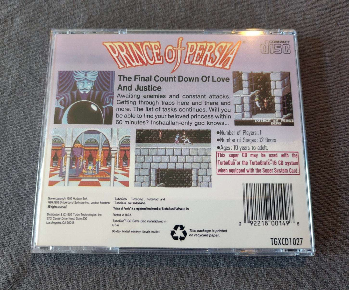 Prince of Persia TurboGrafx-CD Reproduction