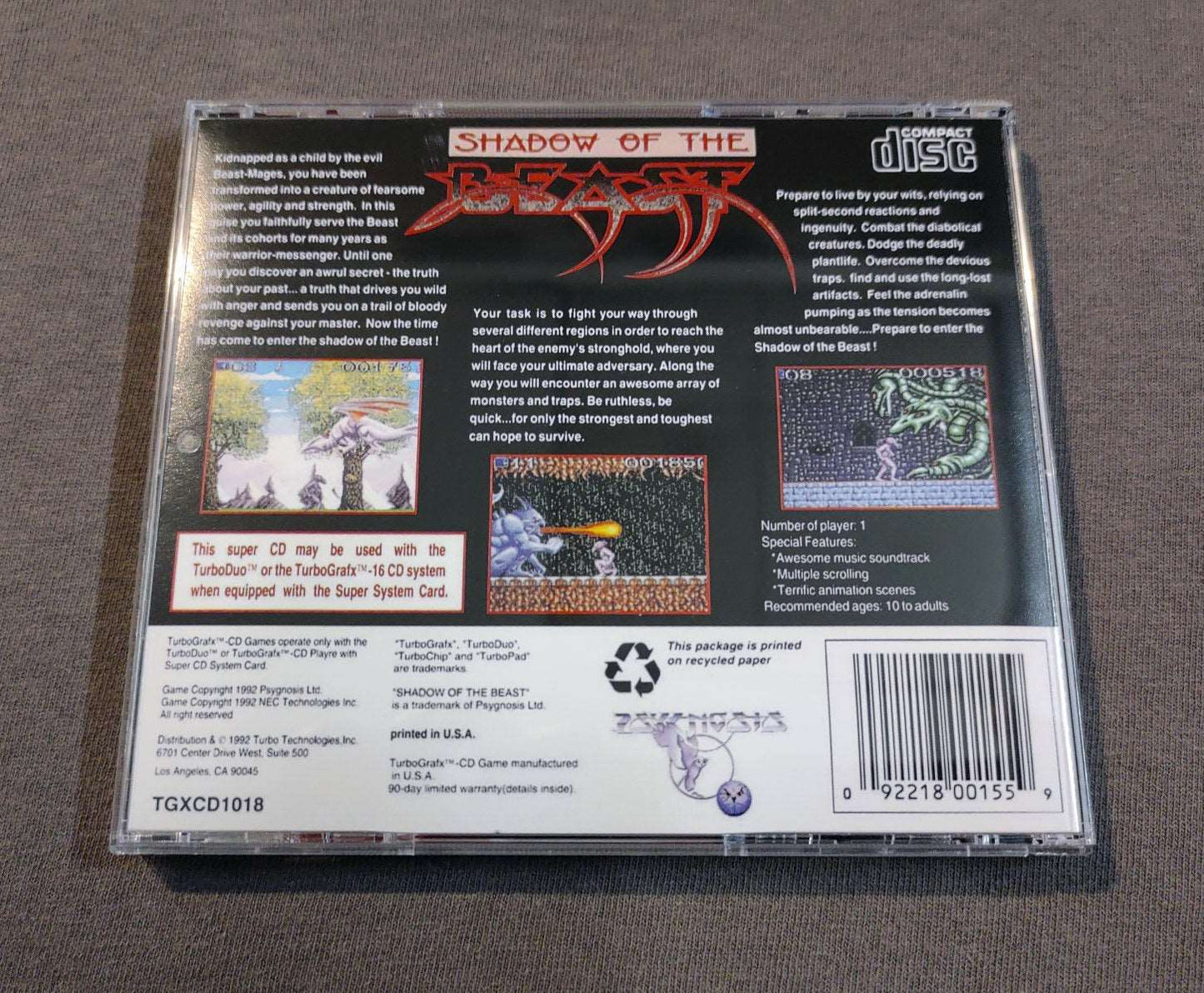 Shadow of the Beast TurboGrafx-CD Reproduction