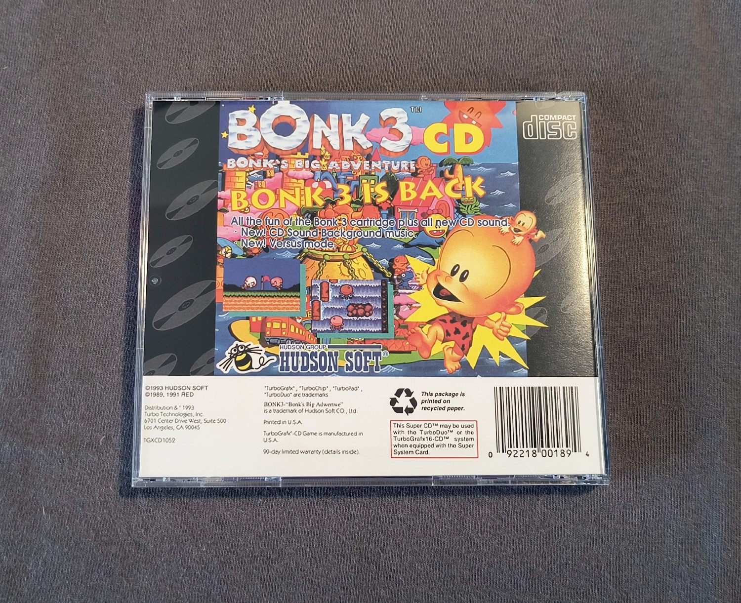 Bonk 3 CD TurboGrafx-CD Reproduction