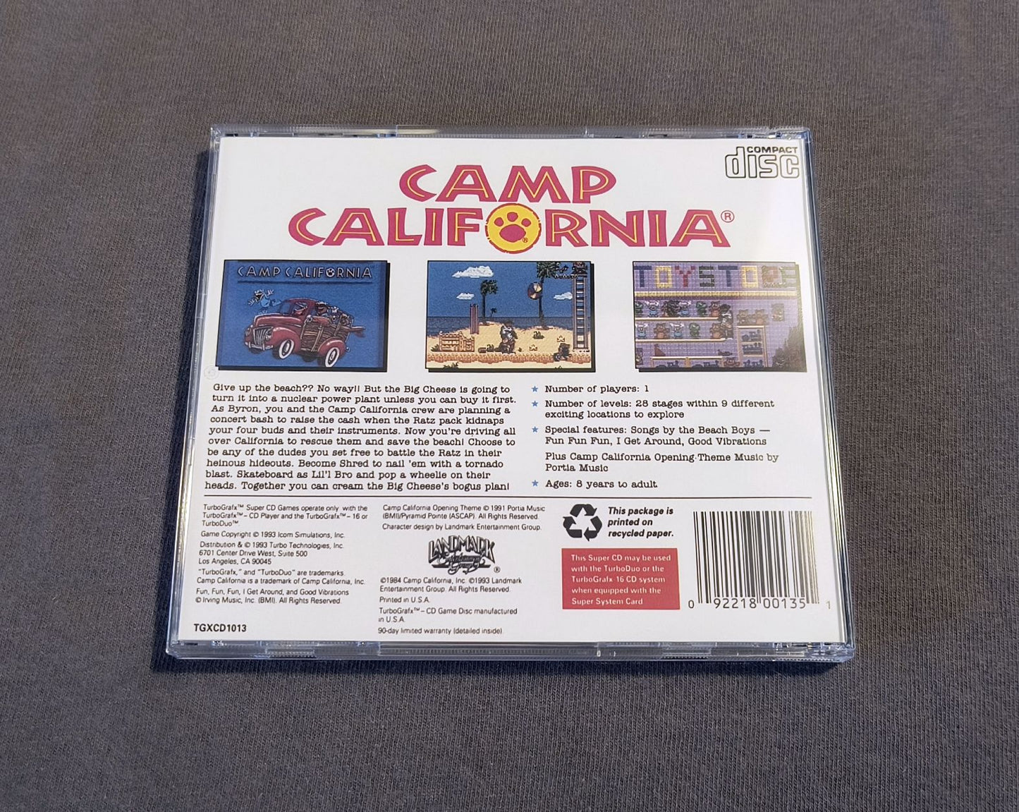 Camp California TurboGrafx-CD Reproduction
