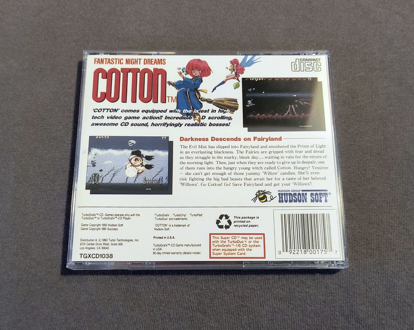 Cotton: Fantastic Night Dreams TurboGrafx-CD Reproduction (US)