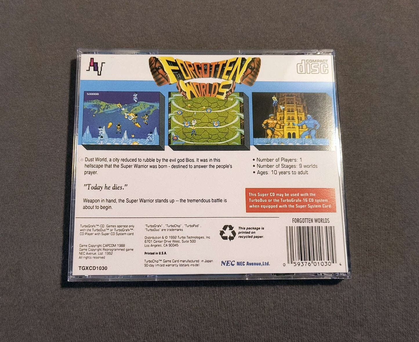 Forgotten Worlds TurboGrafx-CD Reproduction