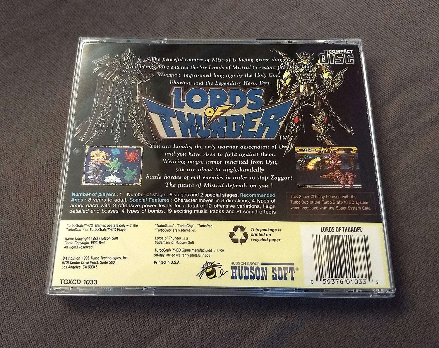 Lords of Thunder TurboGrafx-CD Reproduction (US)