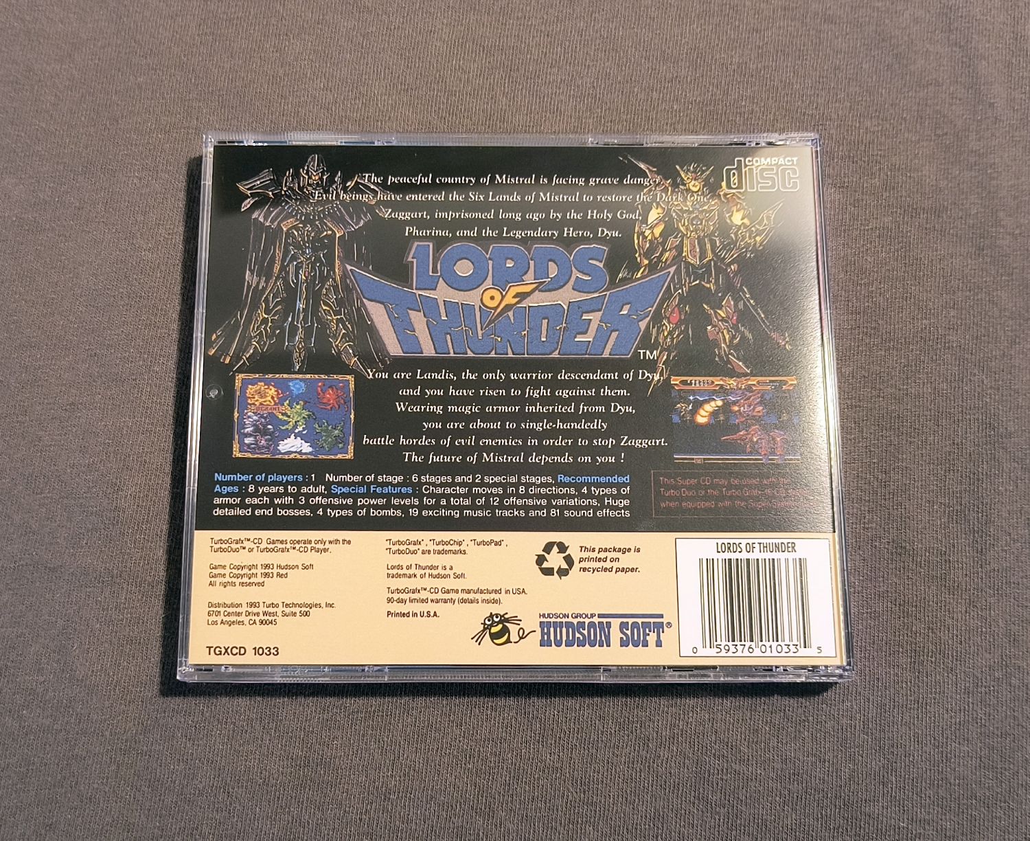 Lords of Thunder TurboGrafx-CD Reproduction (US)