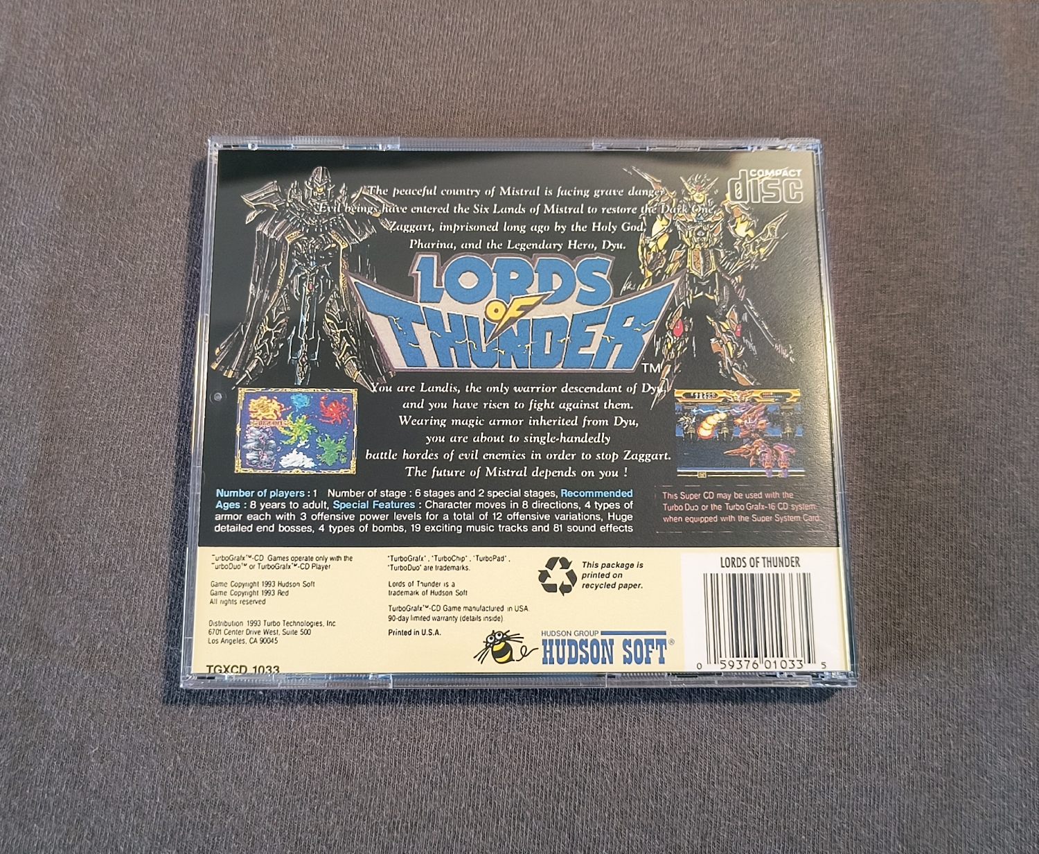 Lords of Thunder TurboGrafx-CD Reproduction