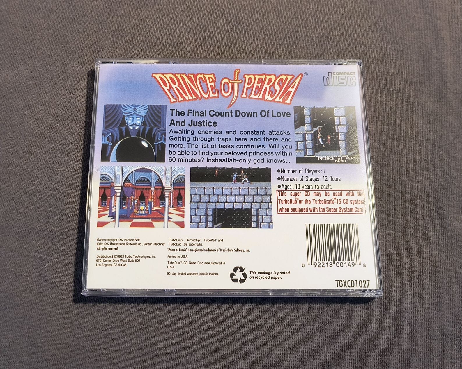 Prince of Persia TurboGrafx-CD Reproduction