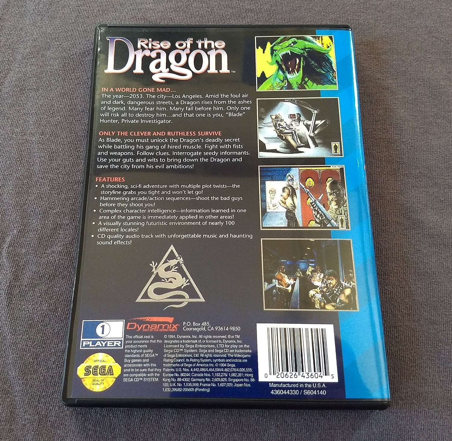 Rise of the Dragon Sega CD Reproduction