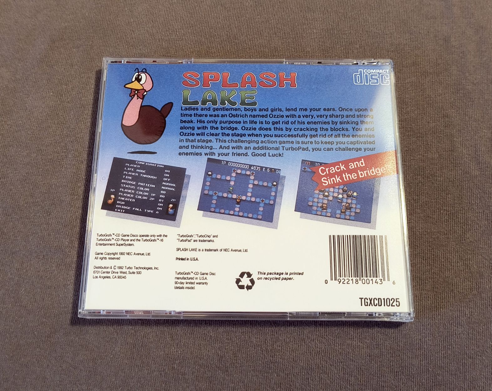 Splash Lake TurboGrafx-CD Reproduction