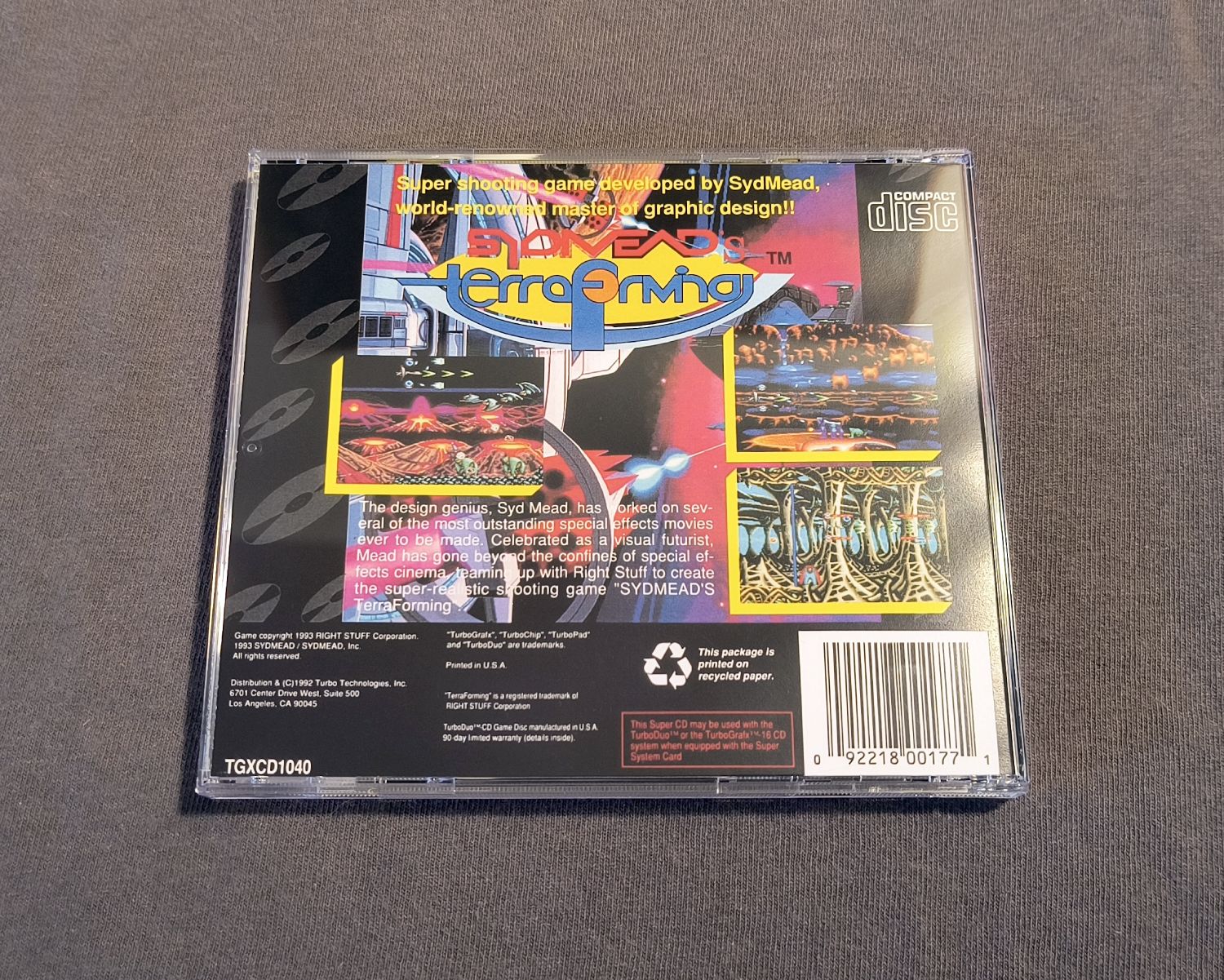 Syd Mead’s Terraforming TurboGrafx-CD Reproduction (US)
