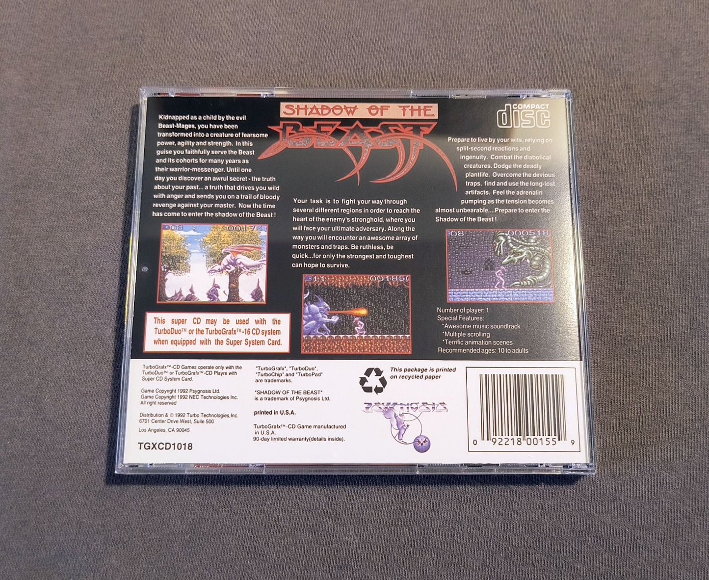 Shadow of the Beast TurboGrafx-CD Reproduction