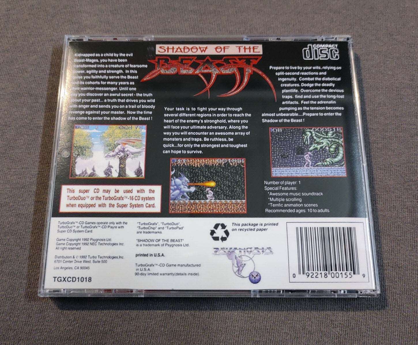 Shadow of the Beast TurboGrafx-CD Reproduction
