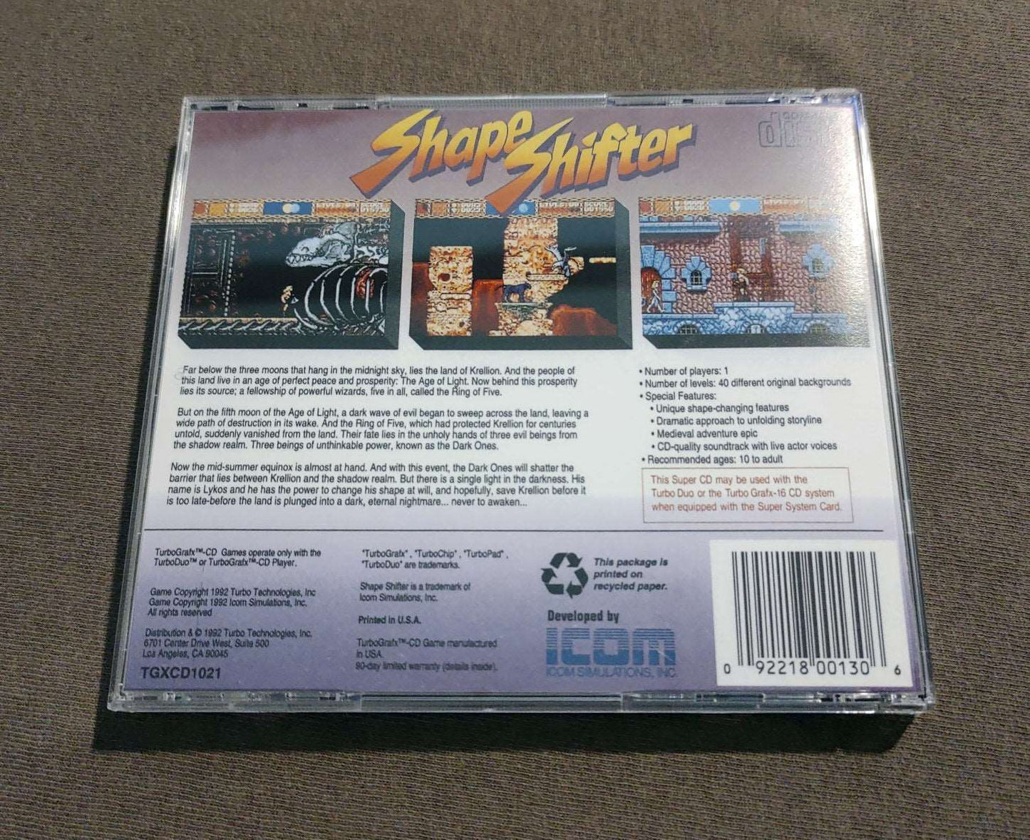 Shape Shifter TurboGrafx-CD Reproduction