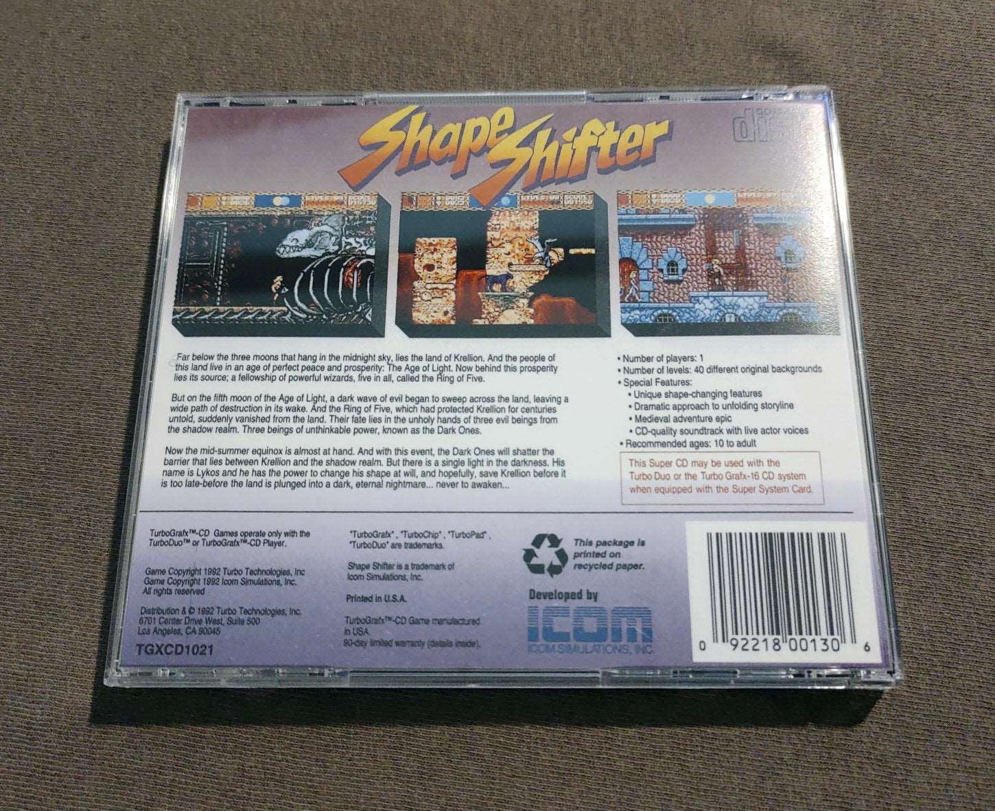 Shape Shifter TurboGrafx-CD Reproduction