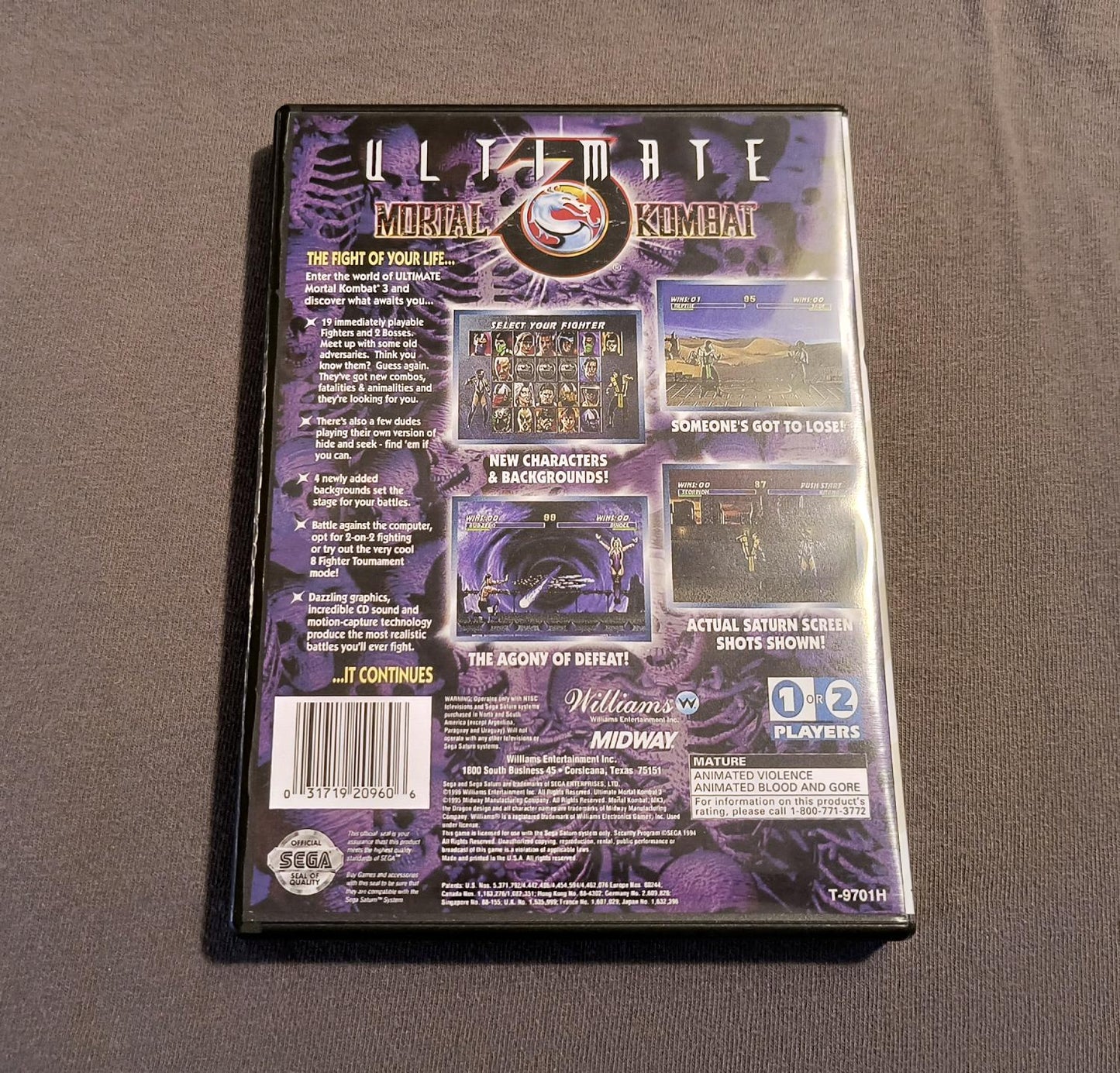 Ultimate Mortal Kombat 3 Sega Saturn Reproduction