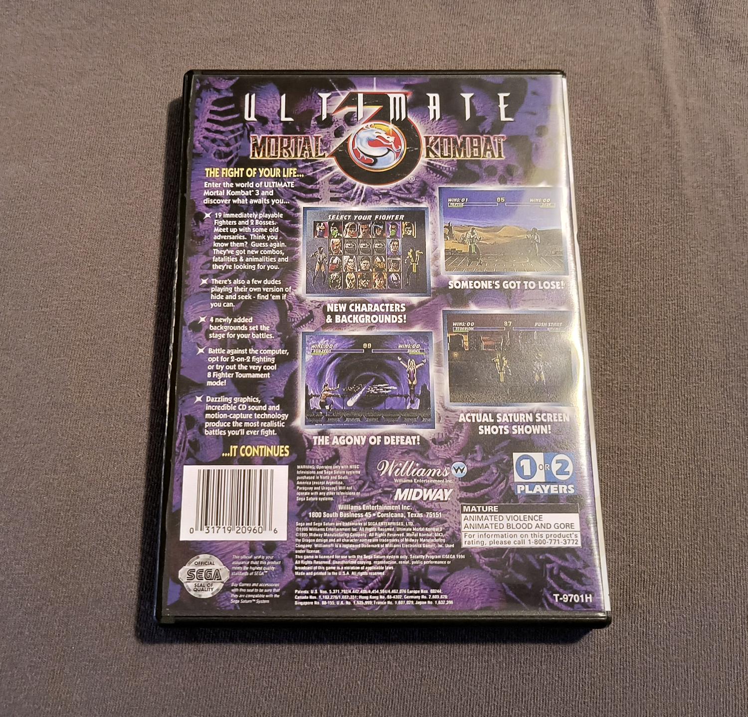 Ultimate Mortal Kombat 3 Sega Saturn Reproduction